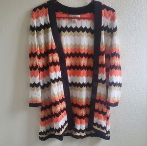 Covington Petite size XLP Multi-color Chevron Button Cardigan Layering Casual